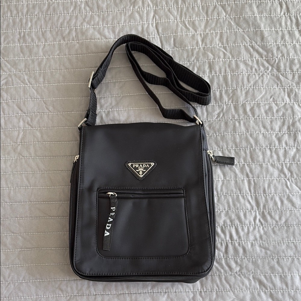 Prada Black Messenger Bag with Adjustable Strap